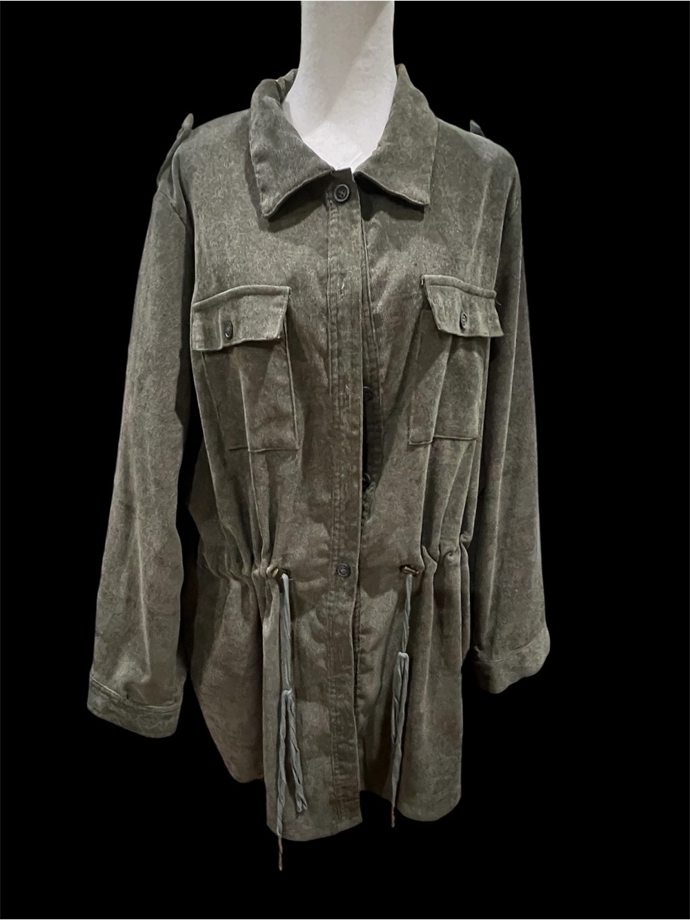 Davis & Dani thin wale corduroy jacket with unique design on back, 2XL